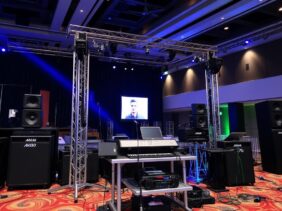 Image of a professional sound system setup in Jakarta for events